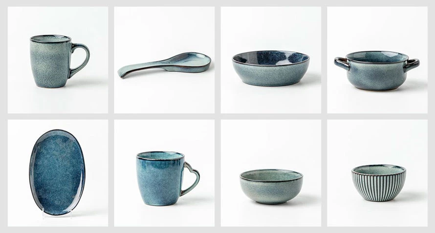 blue glaze dinner set---- 4 blue glaze dinner set---- 4